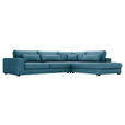 ECKSOFA Blau Cord  - Blau/Schwarz, KONVENTIONELL, Kunststoff/Textil (314/250cm) - Carryhome