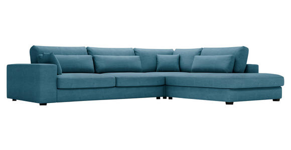 ECKSOFA Blau Cord  - Blau/Schwarz, KONVENTIONELL, Kunststoff/Textil (314/250cm) - Carryhome