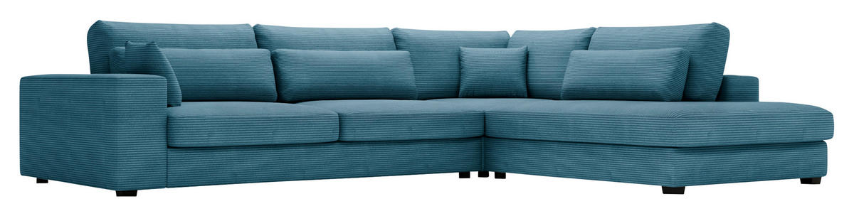 ECKSOFA in Cord Blau  - Blau/Schwarz, Konventionell, Kunststoff/Textil (314/250cm) - Carryhome
