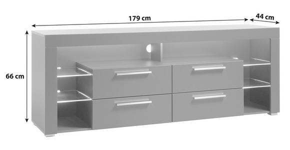TV-ELEMENT 179/66/44 cm  - Alufarben/Grau, Design, Glas/Holzwerkstoff (179/66/44cm) - Carryhome