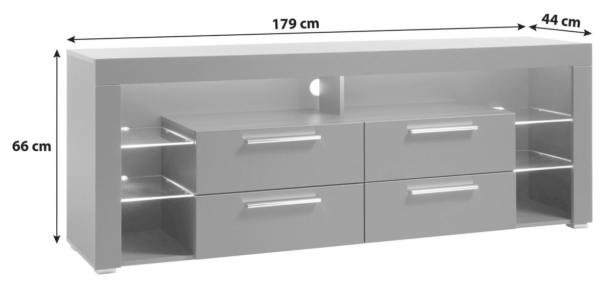 TV-ELEMENT - Alufarben/Grau, Design, Glas/Holzwerkstoff (179/66/44cm) - Carryhome