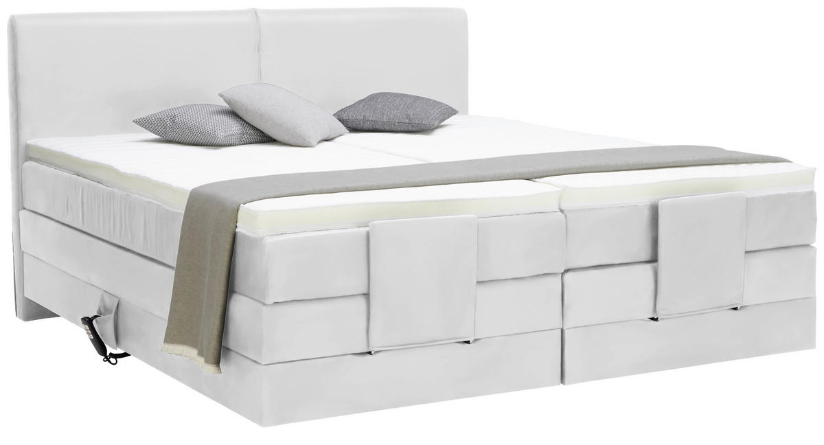 BOXSPRINGBETT 160/200 cm  in Weiss  - Weiss/Schwarz, Design, Kunststoff/Textil (160/200cm) - Hom`in