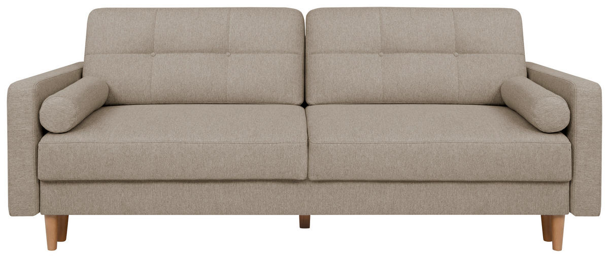 SCHLAFSOFA in Chenille Beige  - Beige/Eiche Wotan, Konventionell, Holz/Textil (222/93/99cm) - MID.YOU
