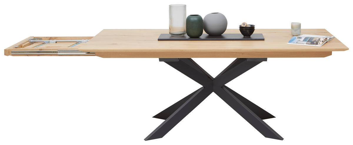 ESSTISCH in Holz 200/90/76 cm  - Eichefarben/Schwarz, Design, Holz/Metall (200/90/76cm) - Linea Natura