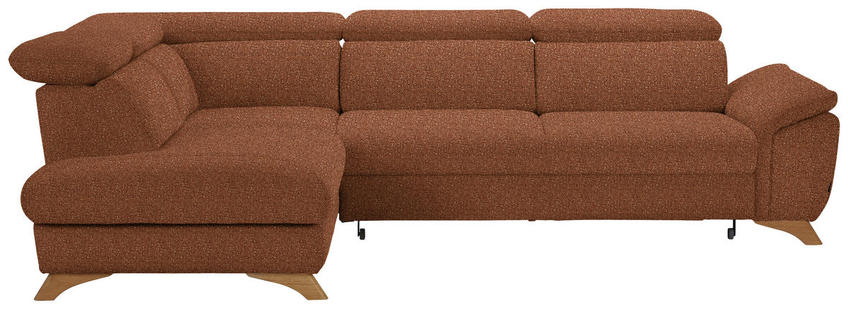 ECKSOFA in Bouclé Cognac  - Eichefarben/Cognac, Modern, Holz/Textil (212/287cm) - Valnatura