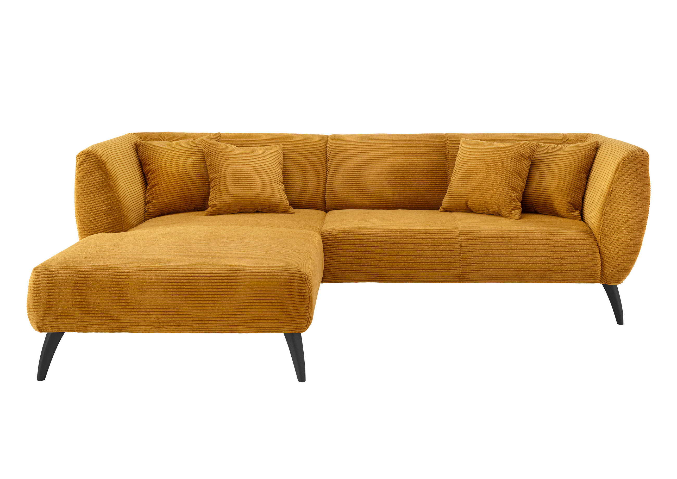 ECKSOFA in Cord Goldfarben - Goldfarben/Schwarz, Modern, Holz/Textil (160/264cm) - MID.YOU