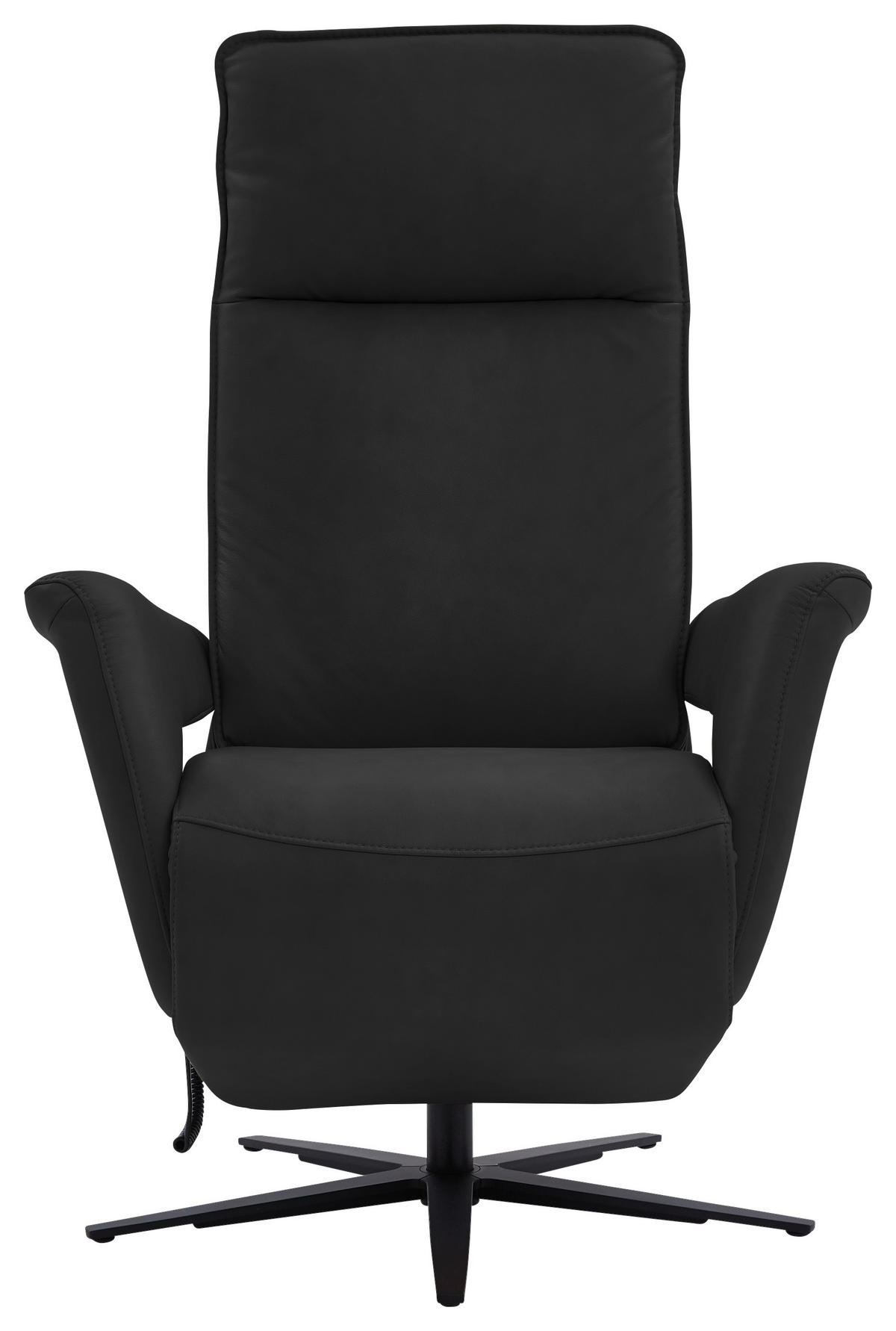 RELAXSESSEL in Leder Schwarz  - Schwarz, Design, Leder/Metall (83/123/87cm) - Valdera