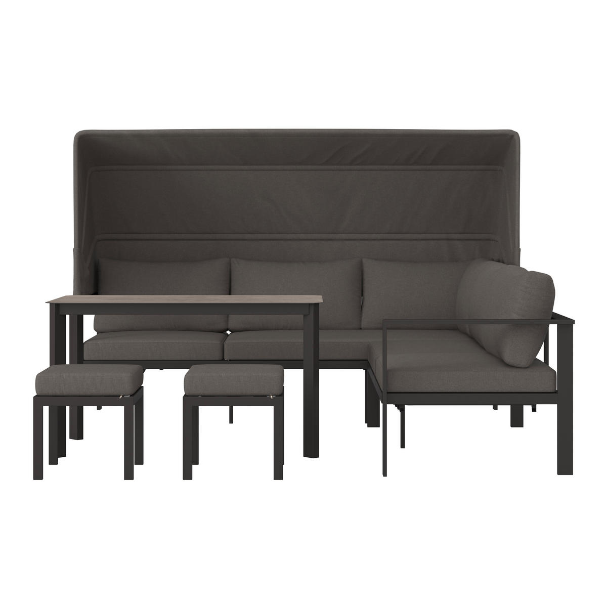 DINING-LOUNGESET Aluminium  - Anthrazit/Grau, MODERN, Glas/Textil (224/64/149/224cm) - Ambia Garden