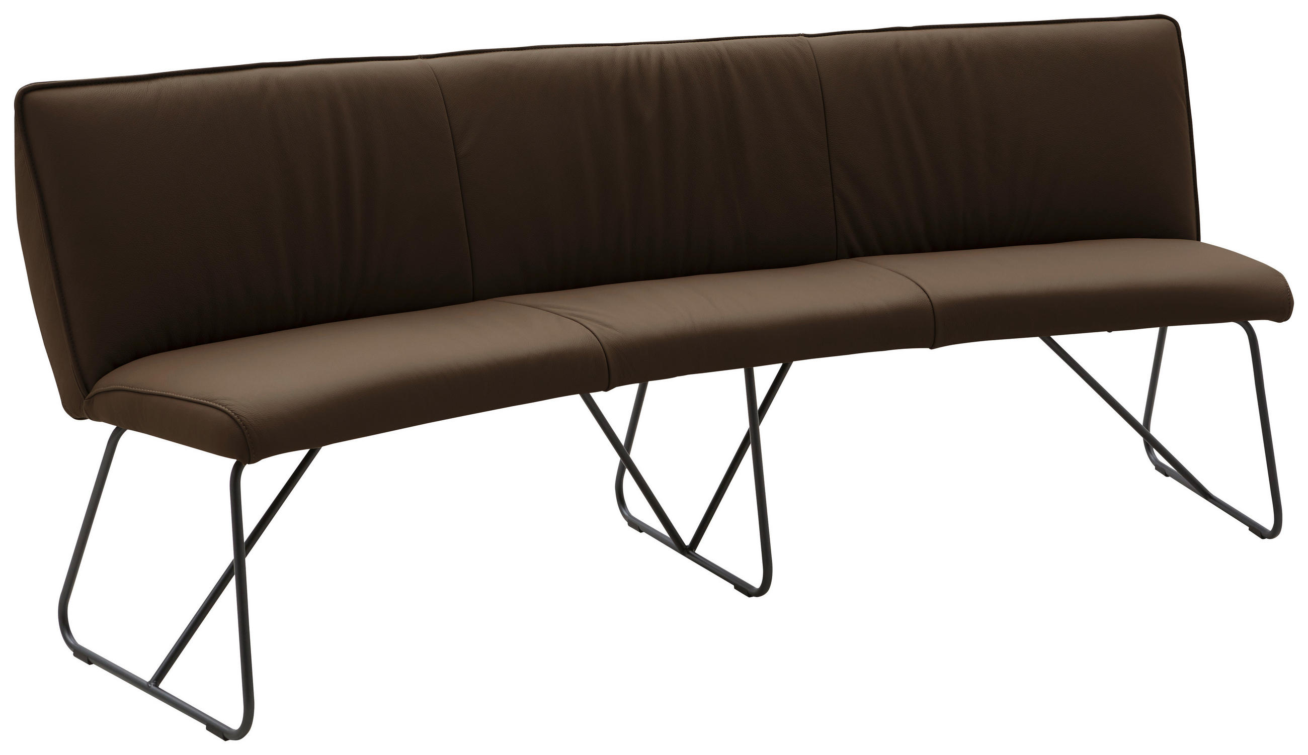SITZBANK 212/88/81 cm Echtleder Braun Metall  - Anthrazit/Braun, Design, Leder/Metall (212/88/81cm) - Valnatura
