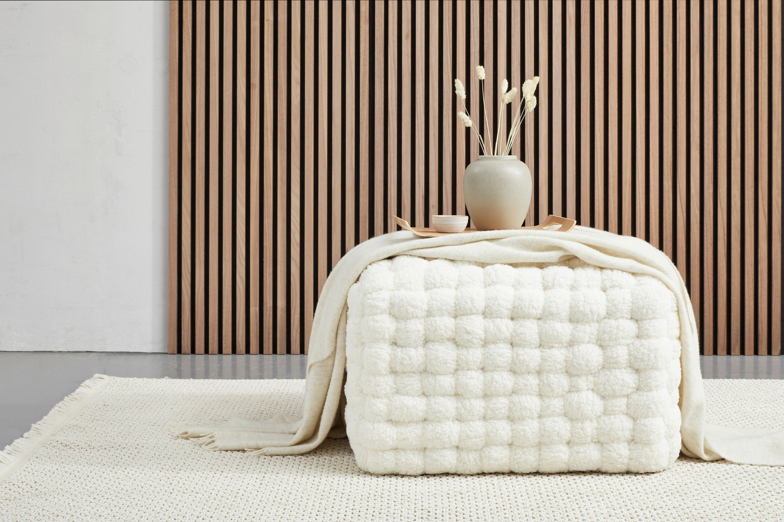 HOCKER Samt, Plüsch Creme  - Creme, Trend, Textil (68/40/62cm) - Xora