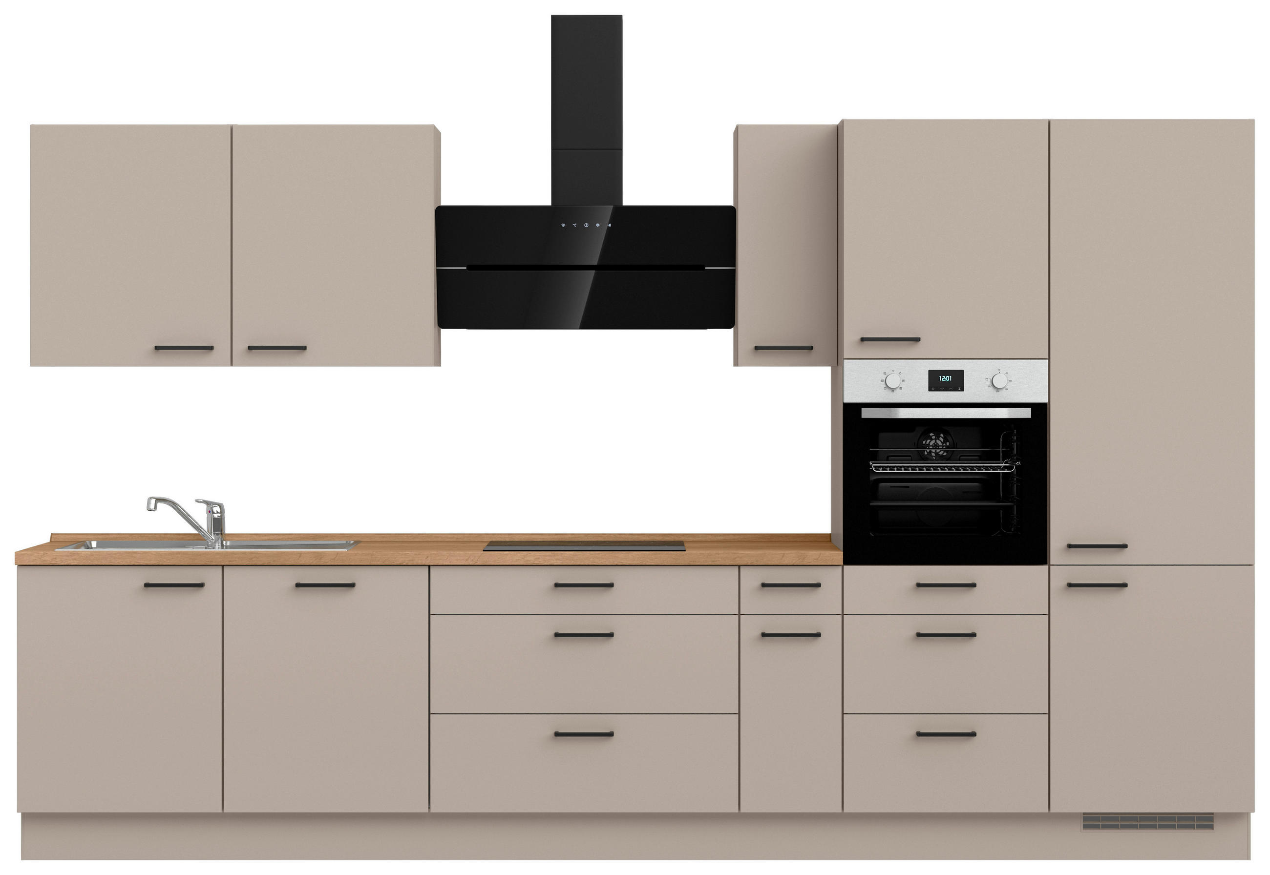 KÜCHENBLOCK Easytouch 360 cm  in Eichefarben, Sandfarben  - Sandfarben/Eichefarben, MODERN, Holzwerkstoff/Metall (360cm) - Nobilia