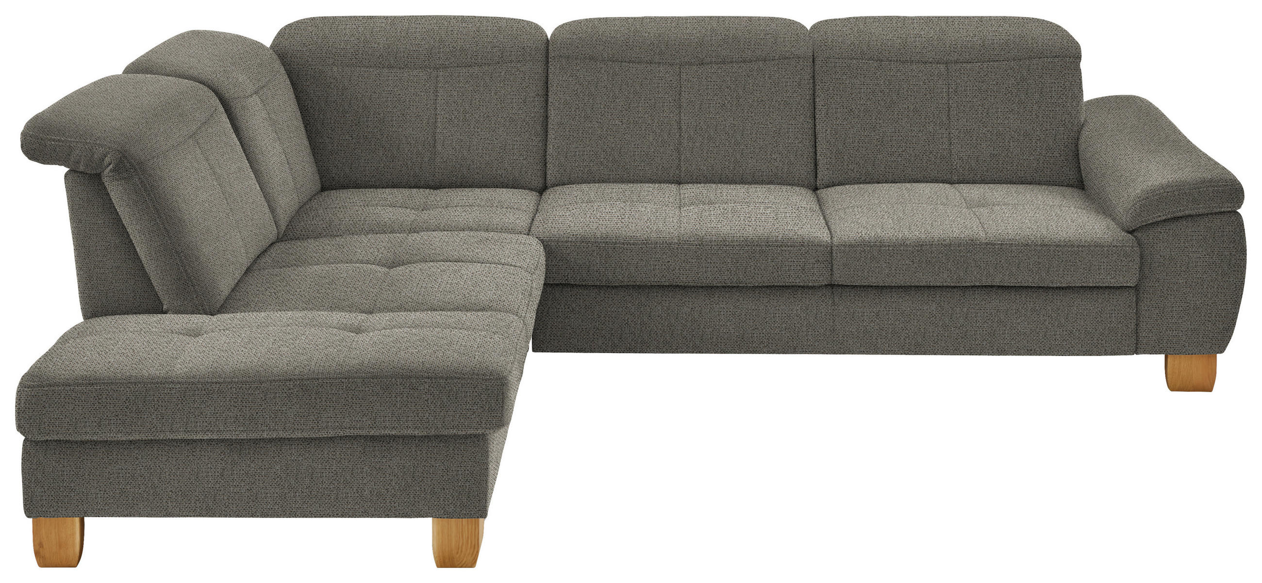 ECKSOFA in Flachgewebe Braun, Grün  - Wildeiche/Braun, Natur, Holz/Textil (243/301cm) - Voleo