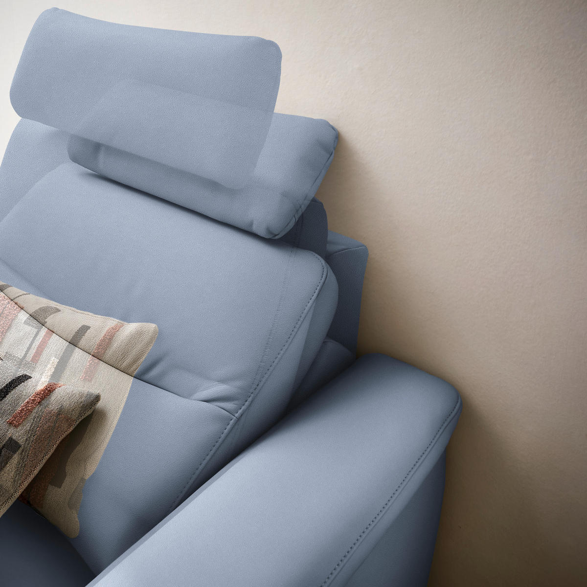 ECKSOFA in Echtleder Hellblau  249/280 cm  - Anthrazit/Hellblau, Design, Leder/Metall (249/280cm) - Himolla Komfortklass