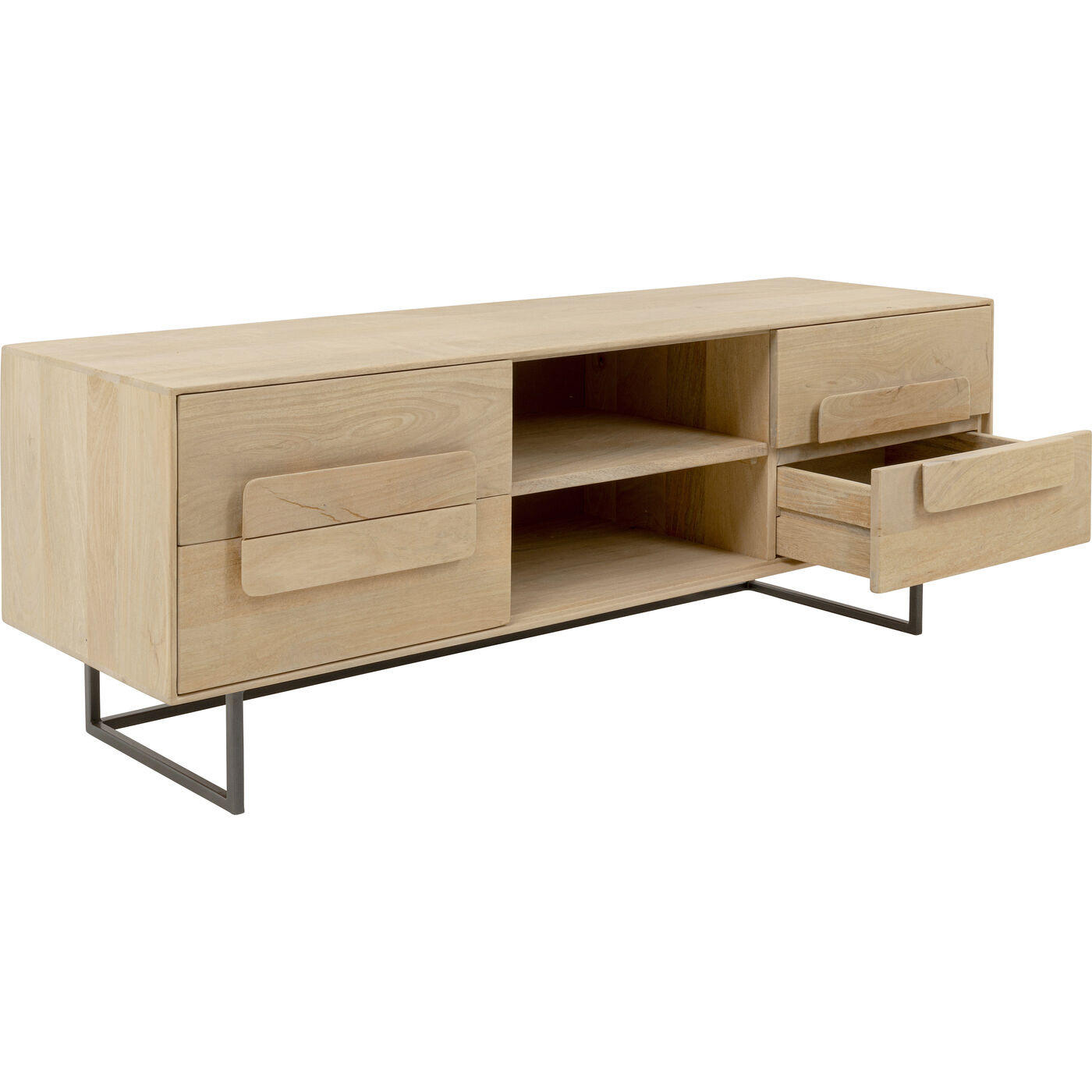 TV-ELEMENT - Hellbraun/Schwarz, Design, Holz/Metall (135/50/40cm) - Kare-Design