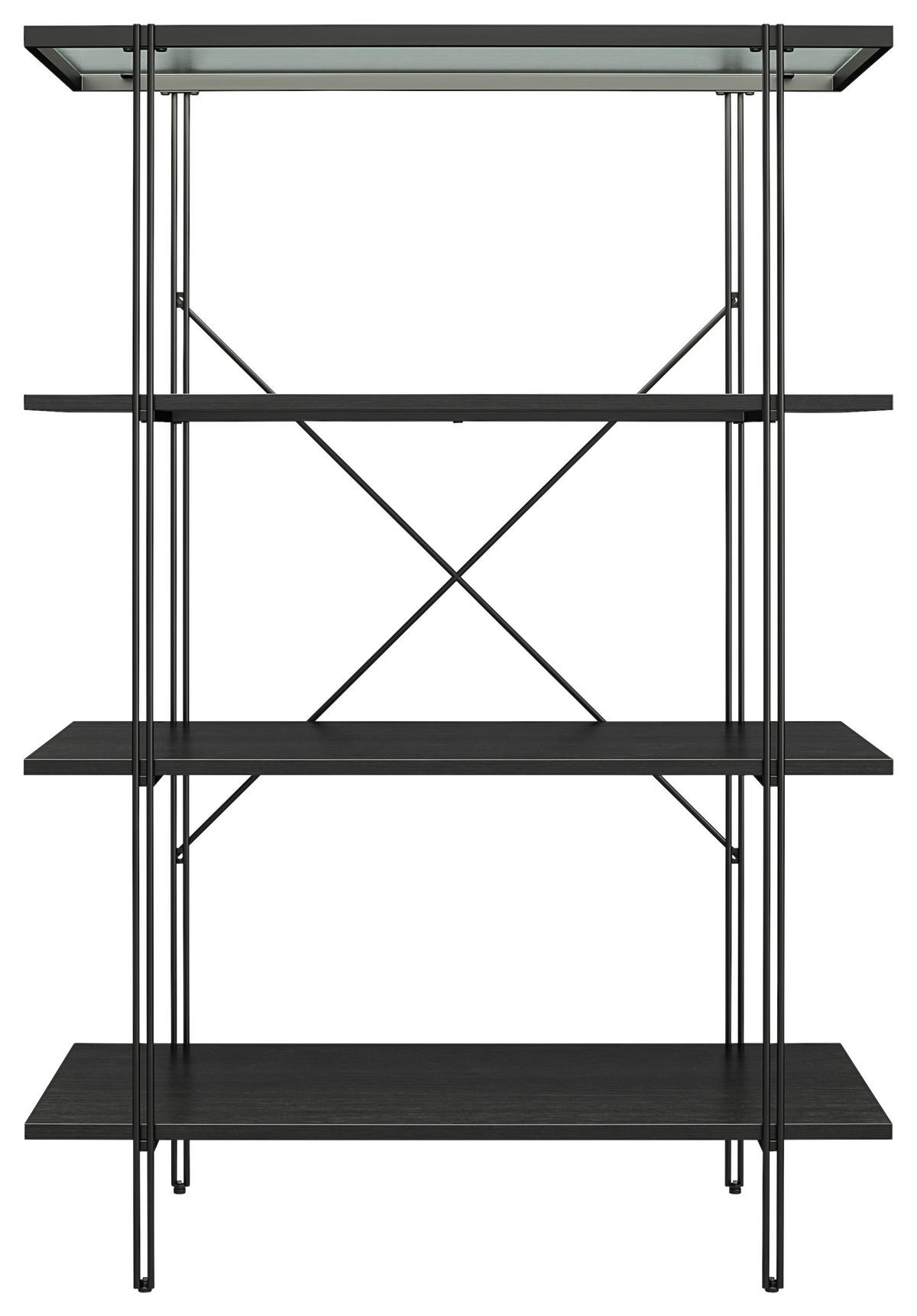 REGAL  79/117/35 cm Schwarz  - Schwarz, Design, Glas/Holzwerkstoff (79/117/35cm)