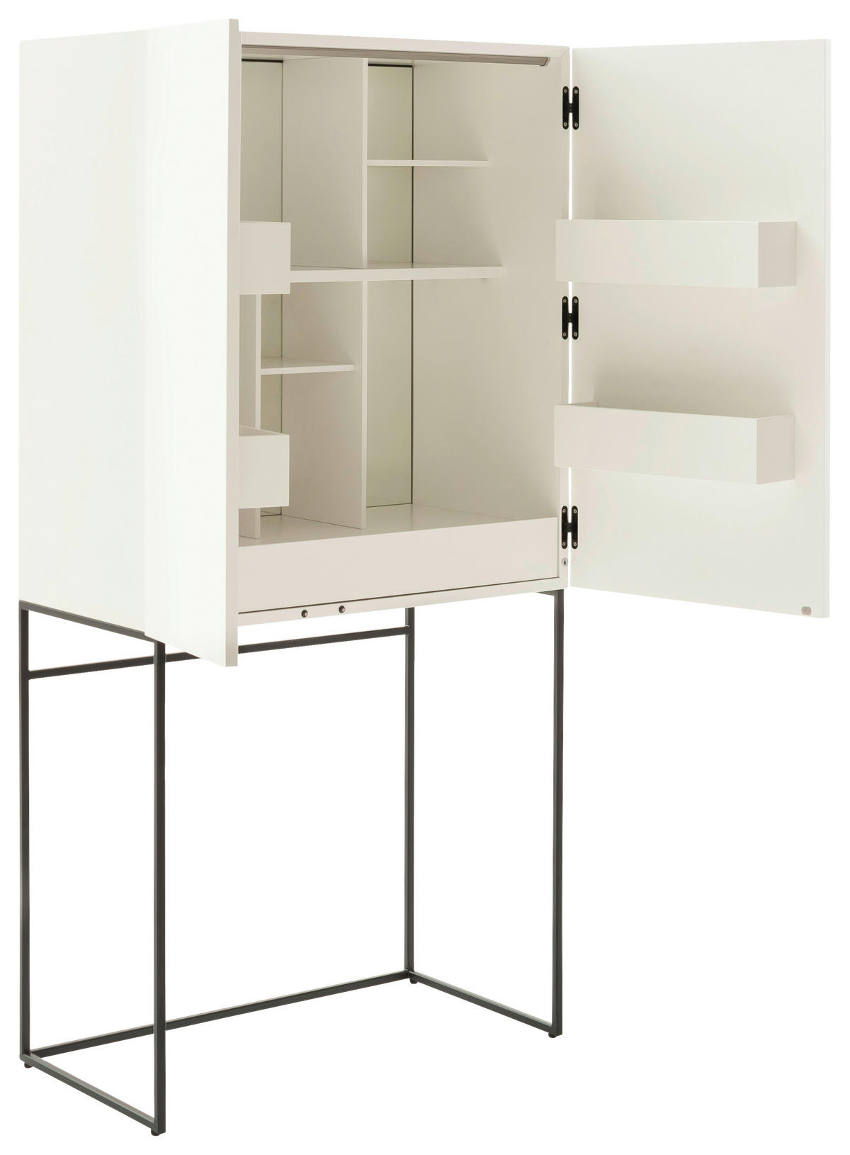 BARSCHRANK Weiss  80/165/45 cm  - Weiss/Schwarz, Design, Holzwerkstoff/Metall (80/165/45cm) - Schöner Wohnen