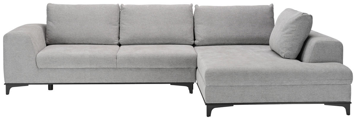 ECKSOFA in Webstoff Grau  - Schwarz/Grau, Design, Textil/Metall (314/211cm) - Stylife