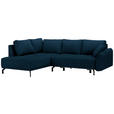 ECKSOFA in Samt Dunkelblau  - Schwarz/Dunkelblau, LIFESTYLE, Textil/Metall (191/250cm) - Carryhome