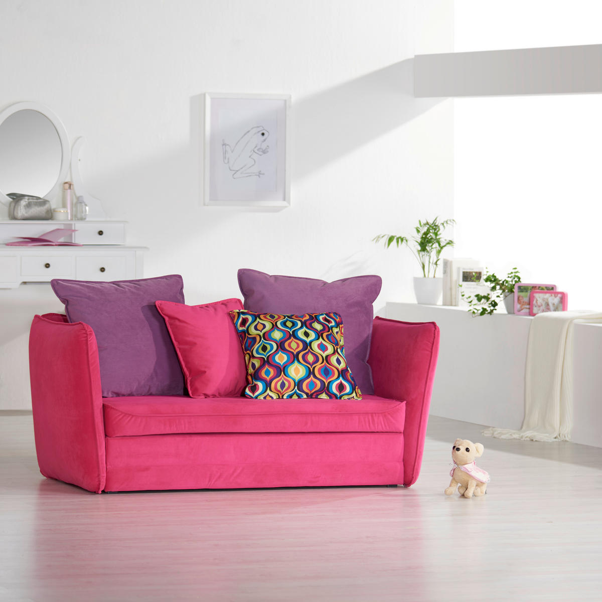 JUGEND- UND KINDERSOFA Mikrofaser Lila, Pink  - Pink/Lila, Design, Kunststoff/Textil (145/63/75cm) - Livetastic
