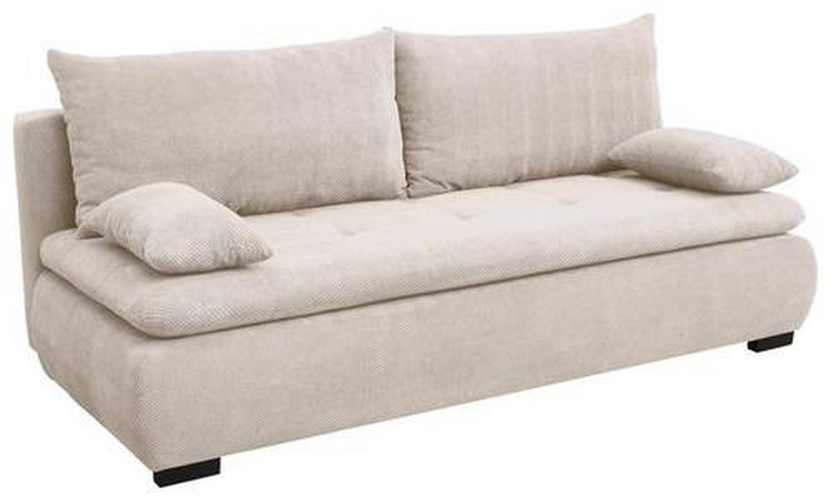 SCHLAFSOFA in Webstoff, Plüsch Naturfarben  - Schwarz/Naturfarben, Konventionell, Textil (203/72-96/98cm) - Novel