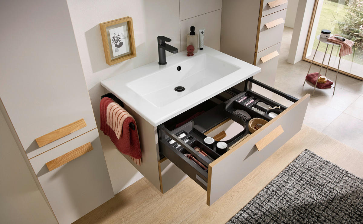 WASCHTISCHKOMBI 78 cm  - Kaschmir/Eichefarben, MODERN, Holz/Holzwerkstoff (78cm) - Dieter Knoll