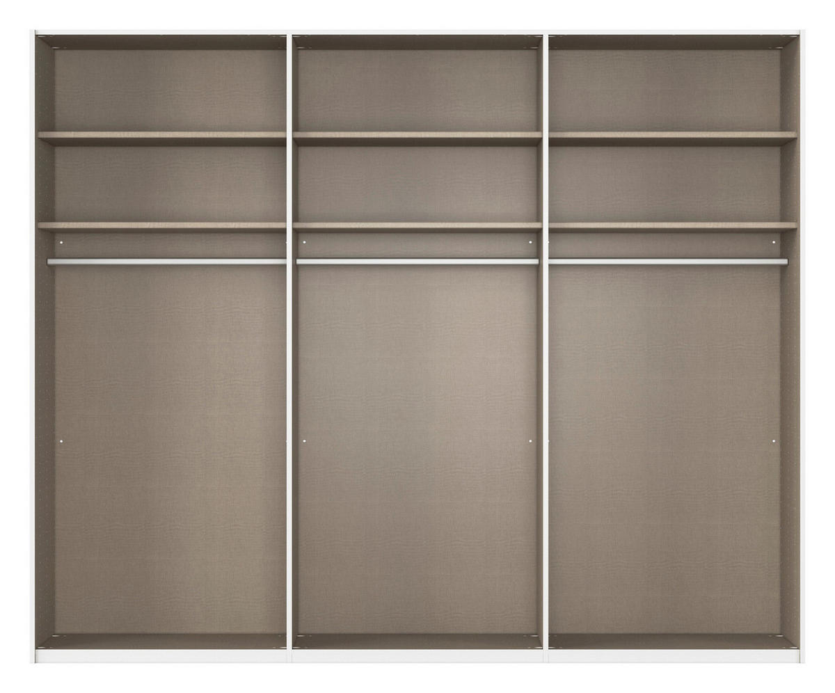 SCHWEBETÜRENSCHRANK 271/236/68 cm 3-türig Weiß  - Alufarben/Weiß, Basics, Glas/Holzwerkstoff (271/236/68cm) - Novel