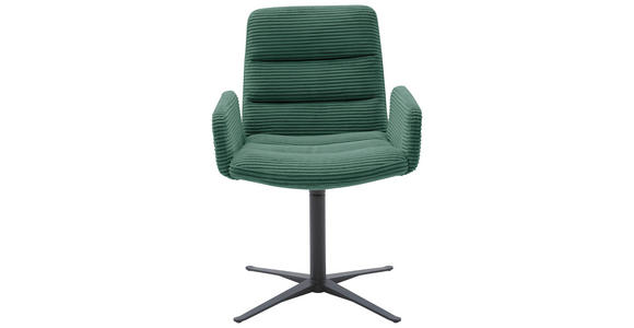 ARMLEHNSTUHL in Cord - Schwarz/Grün, Design, Textil/Metall (61/88/66cm) - Dieter Knoll