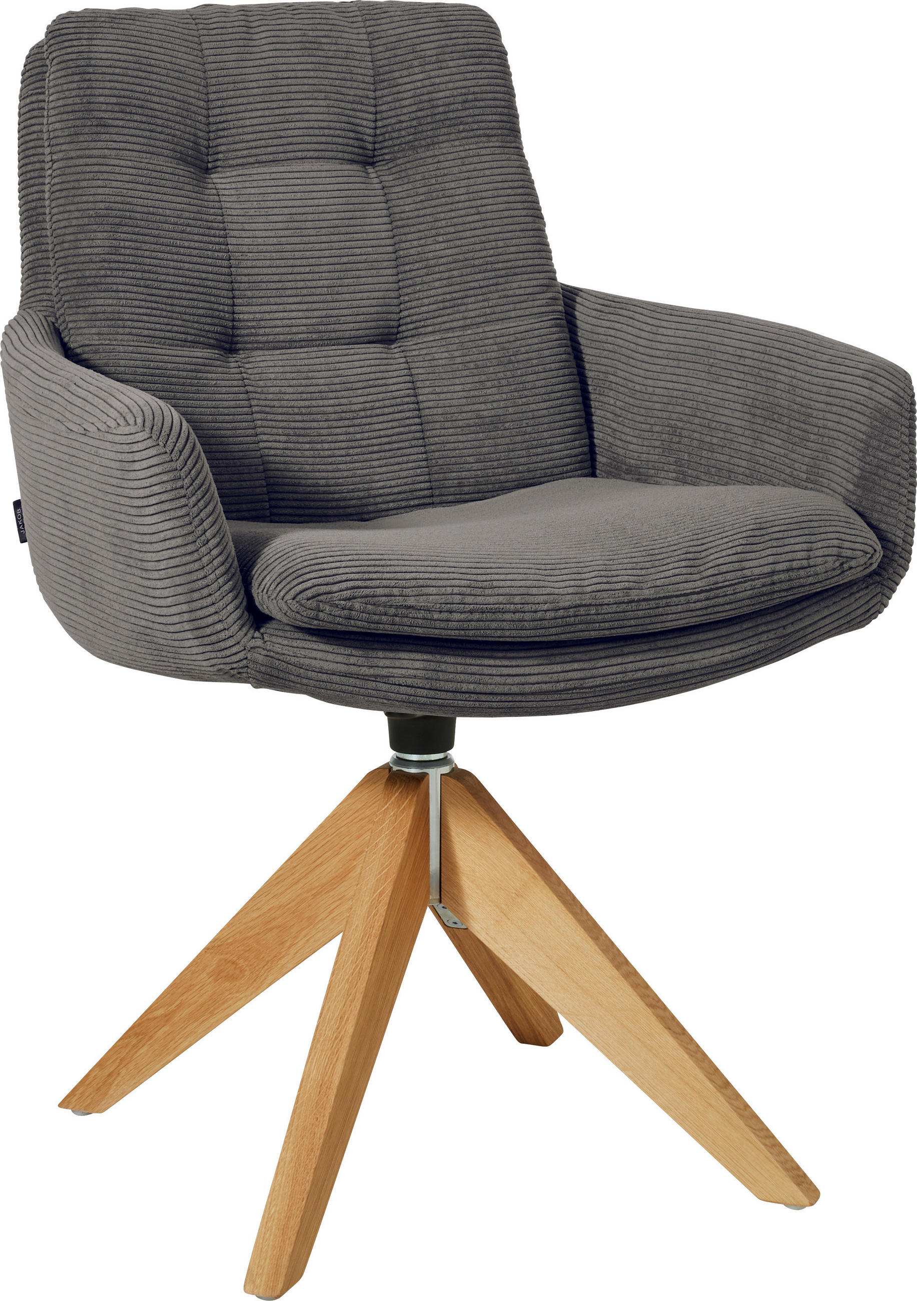 ARMLEHNSTUHL  in Cord  - Eichefarben/Anthrazit, Design, Holz/Textil (63/90/69cm) - Johann Jakob