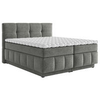 BOXSPRINGBETT 180/200 cm,  in Dunkelgrau, Bettkasten, Topper, Matratzen, Wendematratze mit unterschiedlichen Härtegraden, H3 + H4 = fest + sehr fest  - Dunkelgrau/Schwarz, KONVENTIONELL, Kunststoff/Textil (180/200cm) - Carryhome