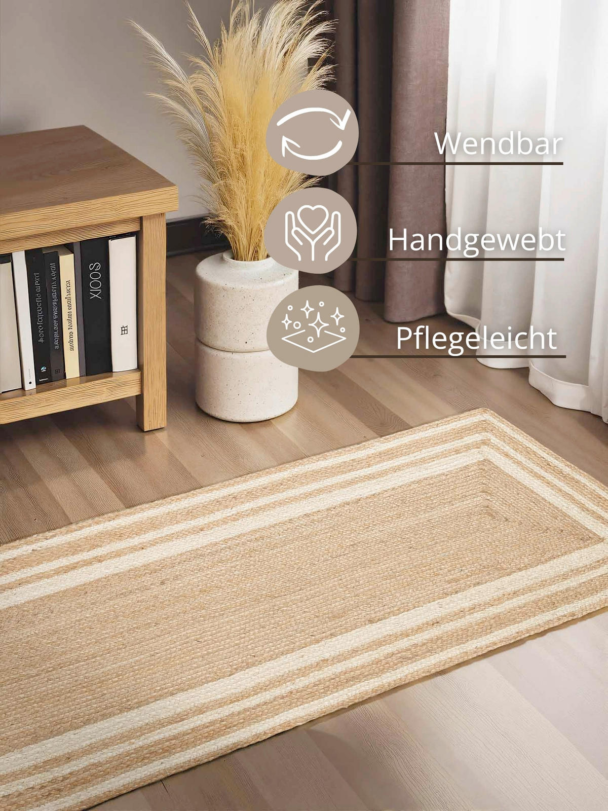 LÄUFER 70/200 cm Jutta Weiß, Goldbraun  - Goldbraun/Weiß, Basics, Textil (70/200cm) - Hanse Home