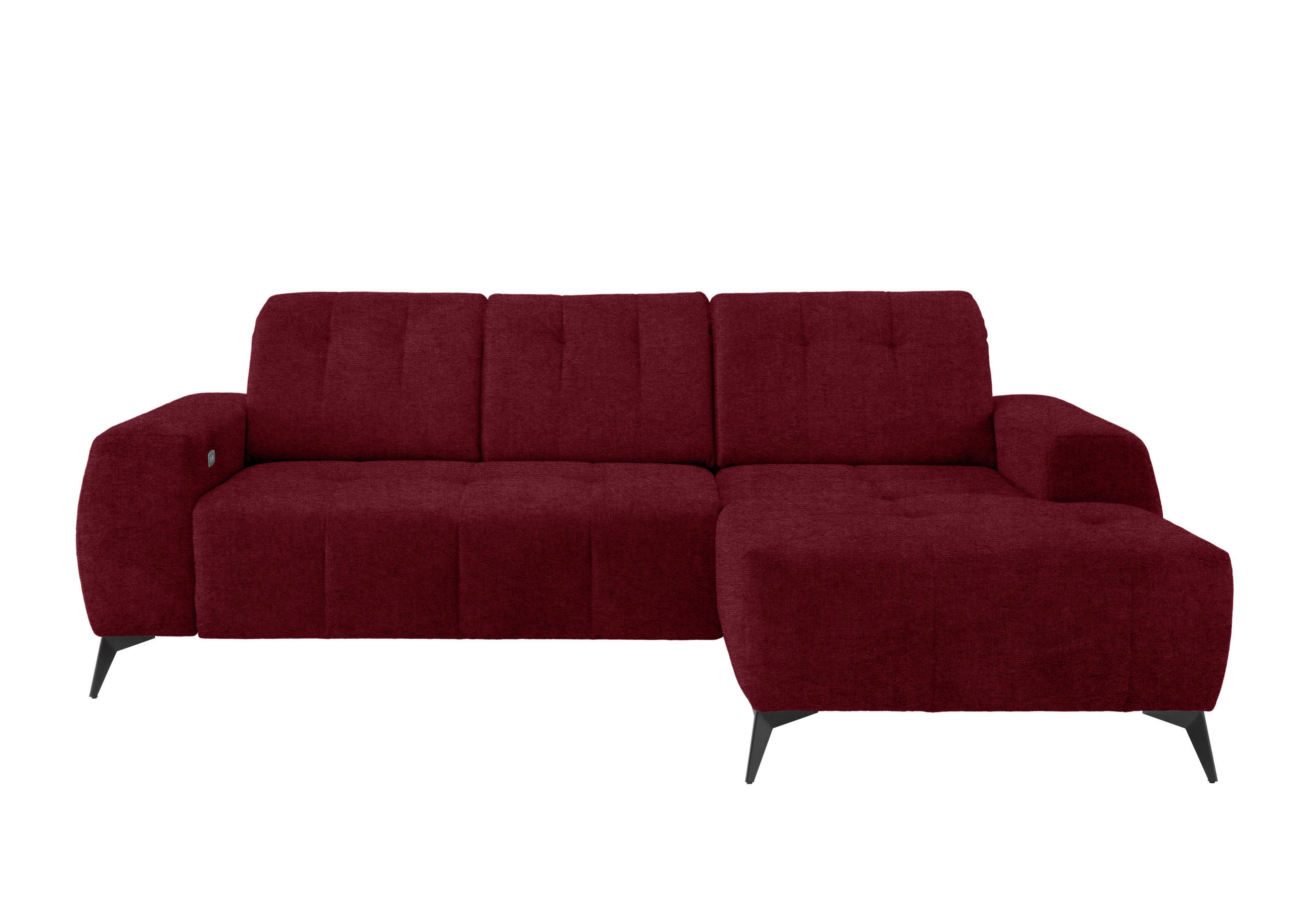ECKSOFA in Mikrofaser Bordeaux - Bordeaux/Schwarz, Modern, Textil/Metall (258/180cm) - Livetastic