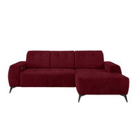 ECKSOFA in Mikrofaser Bordeaux  - Bordeaux/Schwarz, Modern, Textil/Metall (258/180cm) - Livetastic