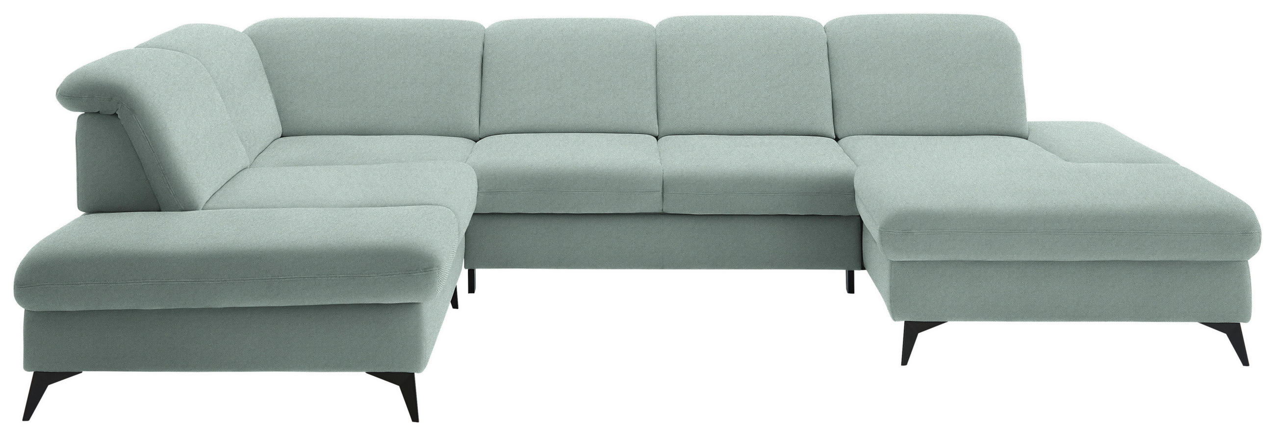 WOHNLANDSCHAFT  in Chenille Mintgrün  - Schwarz/Mintgrün, Design, Textil/Metall (255/364/198cm) - Beldomo Style