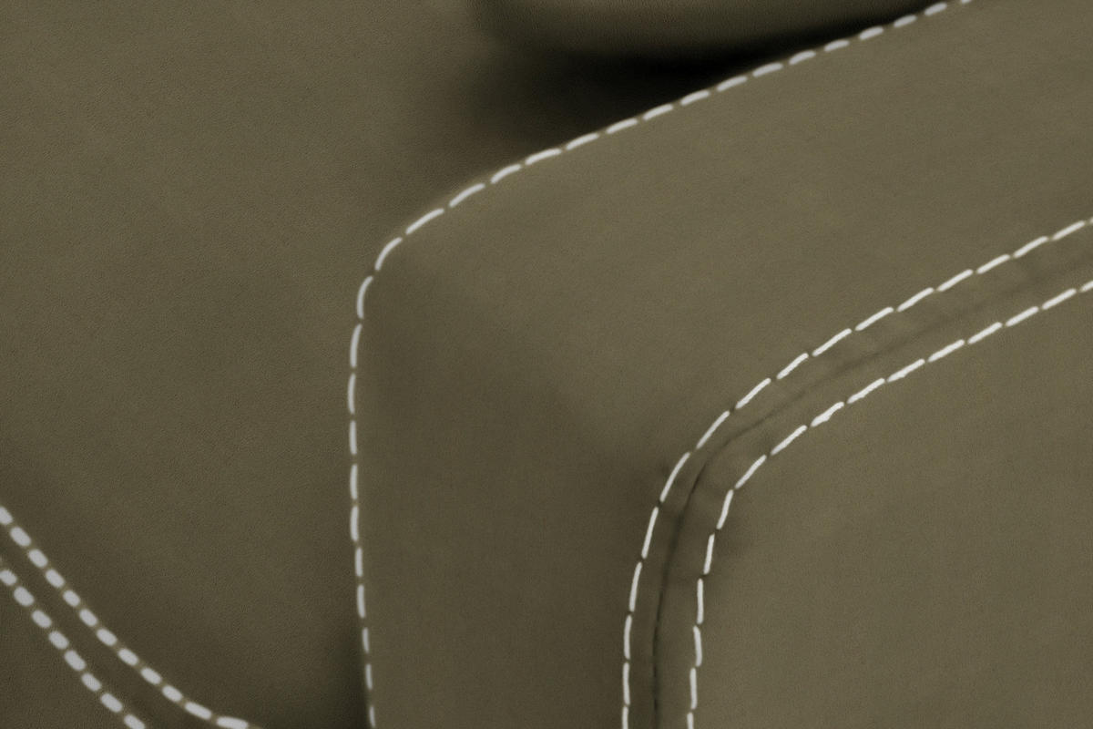 ECKSOFA in Mikrofaser Olivgrün  - Chromfarben/Beige, Design, Textil/Metall (200/229cm) - Pure Home Lifestyle