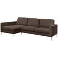 ECKSOFA Braun Chenille Rückenkissen, Rücken echt  - Silberfarben/Braun, KONVENTIONELL, Textil/Metall (143/284cm) - Carryhome