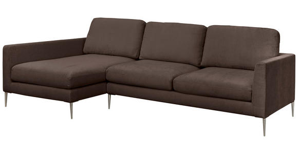 ECKSOFA Braun Chenille Rückenkissen, Rücken echt  - Silberfarben/Braun, KONVENTIONELL, Textil/Metall (143/284cm) - Carryhome
