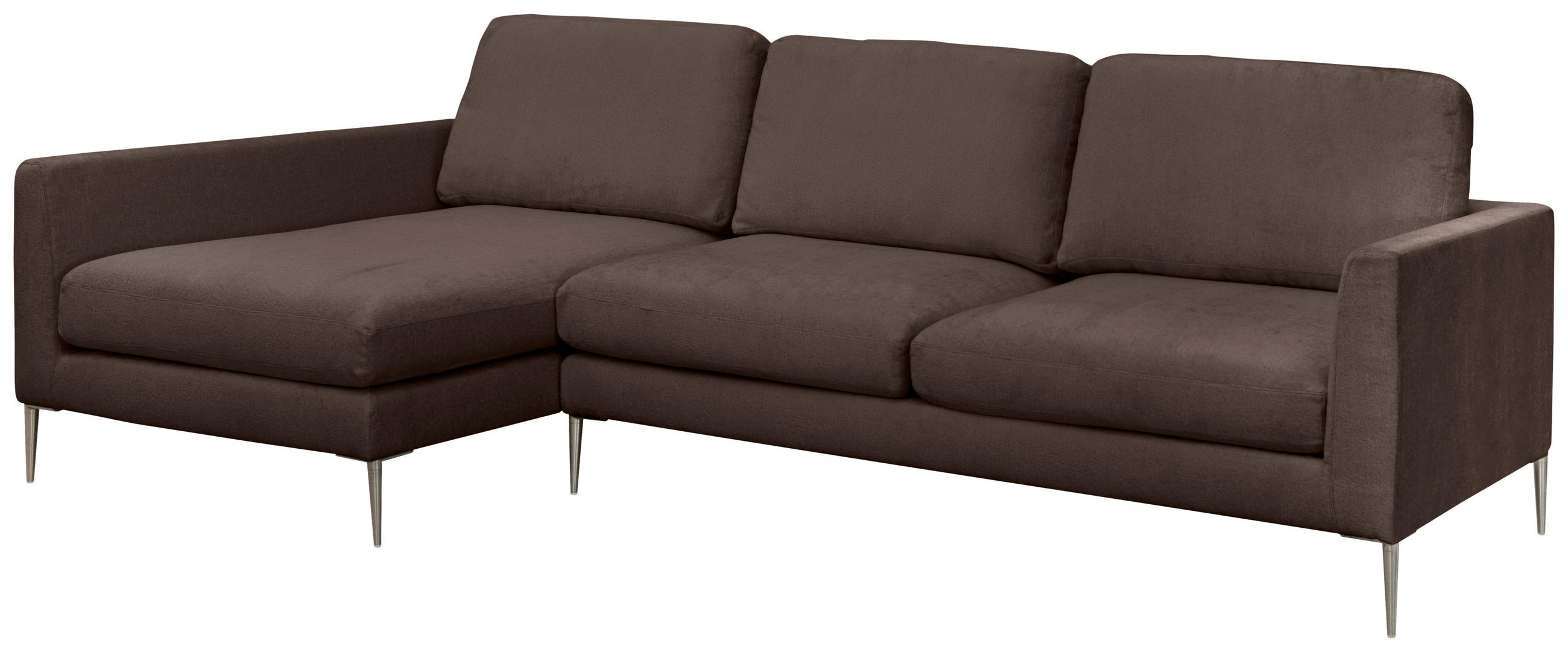 ECKSOFA Braun Chenille  - Silberfarben/Braun, KONVENTIONELL, Textil/Metall (143/284cm) - Carryhome