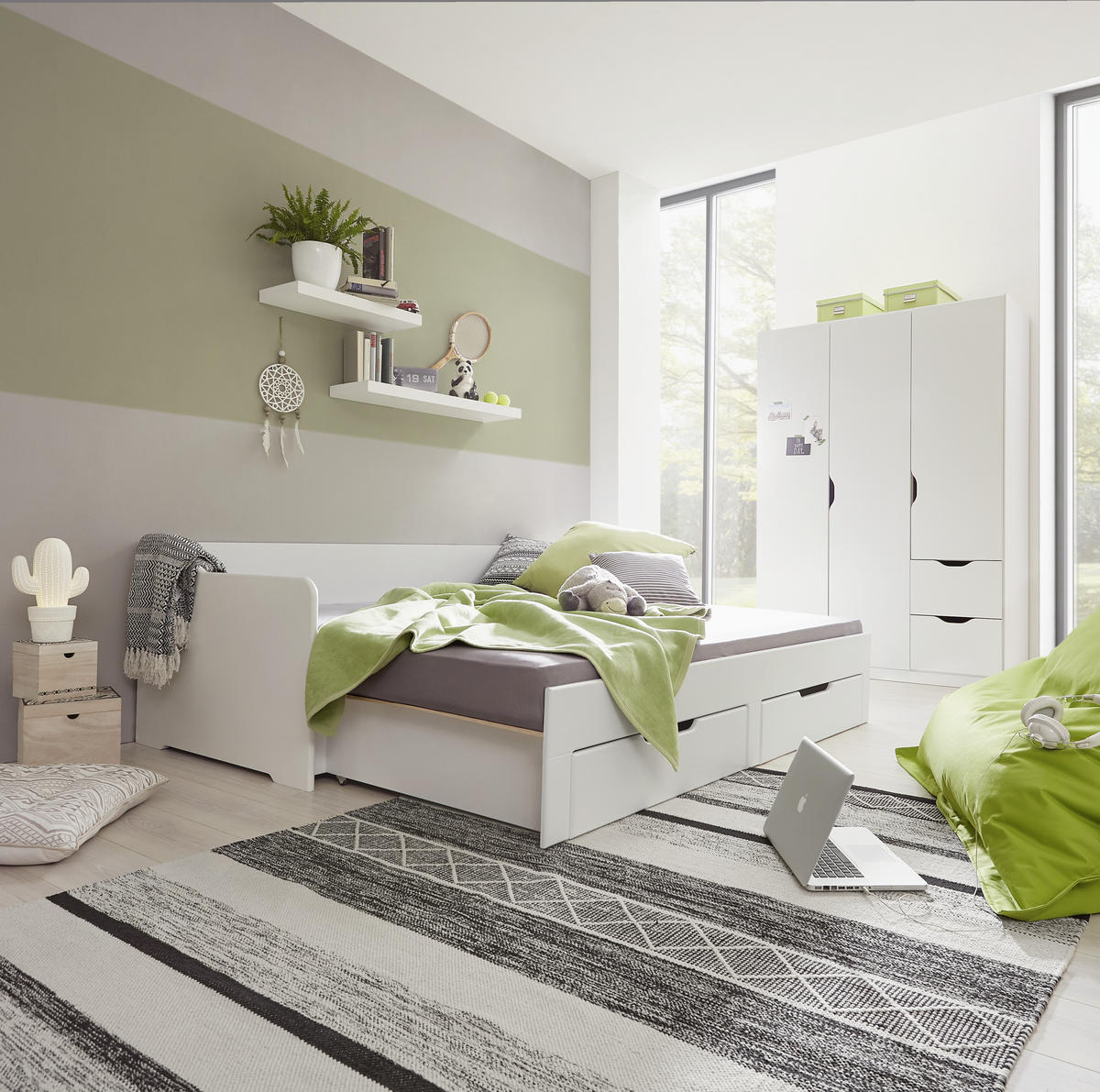 KREVET 90/180/200 cm     bela  - bela, Dizajnerski, pločasti materijal (90/180/200cm) - Xora