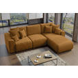 ECKSOFA Rostfarben Cord  - Chromfarben/Rostfarben, KONVENTIONELL, Kunststoff/Textil (293/195cm) - Carryhome