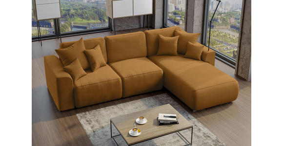 ECKSOFA Rostfarben Cord  - Chromfarben/Rostfarben, KONVENTIONELL, Kunststoff/Textil (293/195cm) - Carryhome