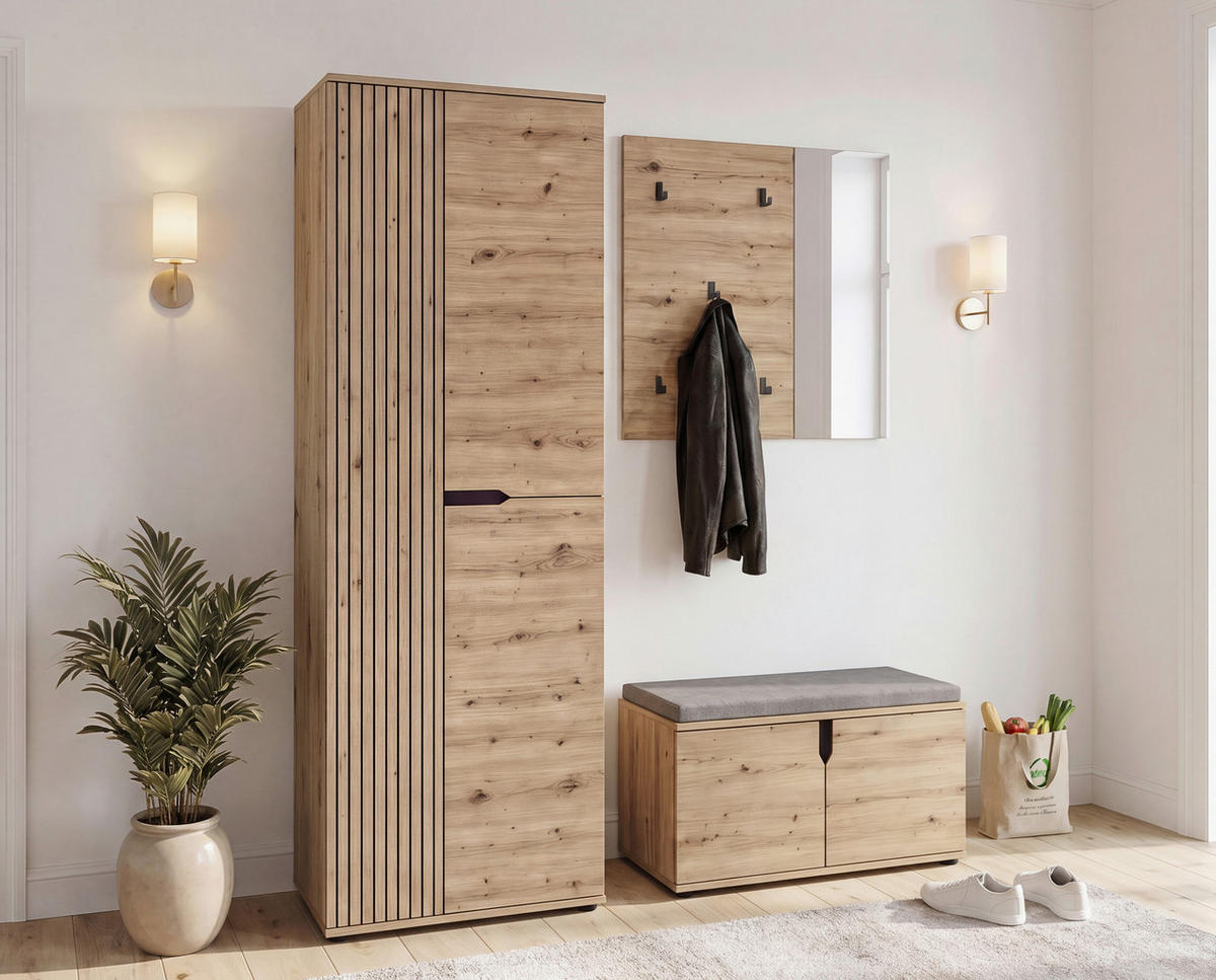GARDEROBE 3-teilig  in 160/191/37 cm  - Eiche Artisan, Design, Holzwerkstoff (160/191/37cm) - MID.YOU