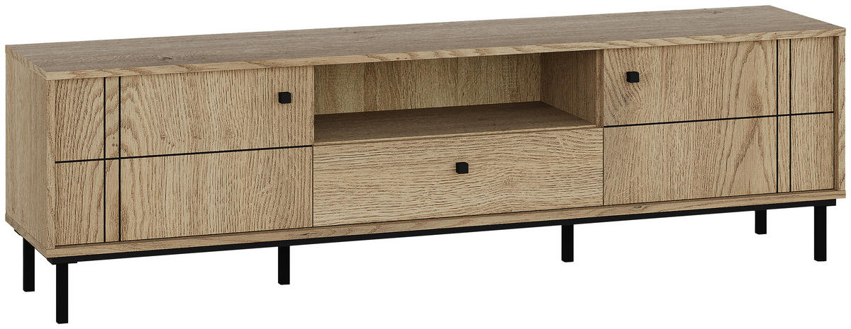 LOWBOARD  in 170/49,2/37 cm  - Eichefarben/Schwarz, MODERN, Holzwerkstoff/Kunststoff (170/49,2/37cm) - Carryhome