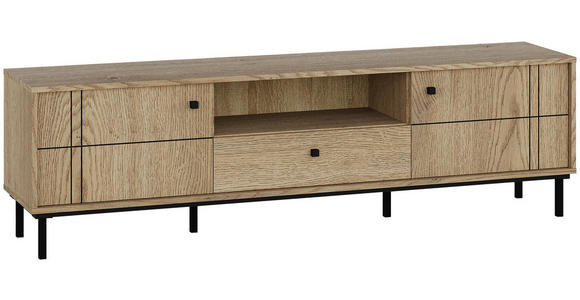 LOWBOARD  in 170/49,2/37 cm  - Eichefarben/Schwarz, MODERN, Holzwerkstoff/Kunststoff (170/49,2/37cm) - Carryhome