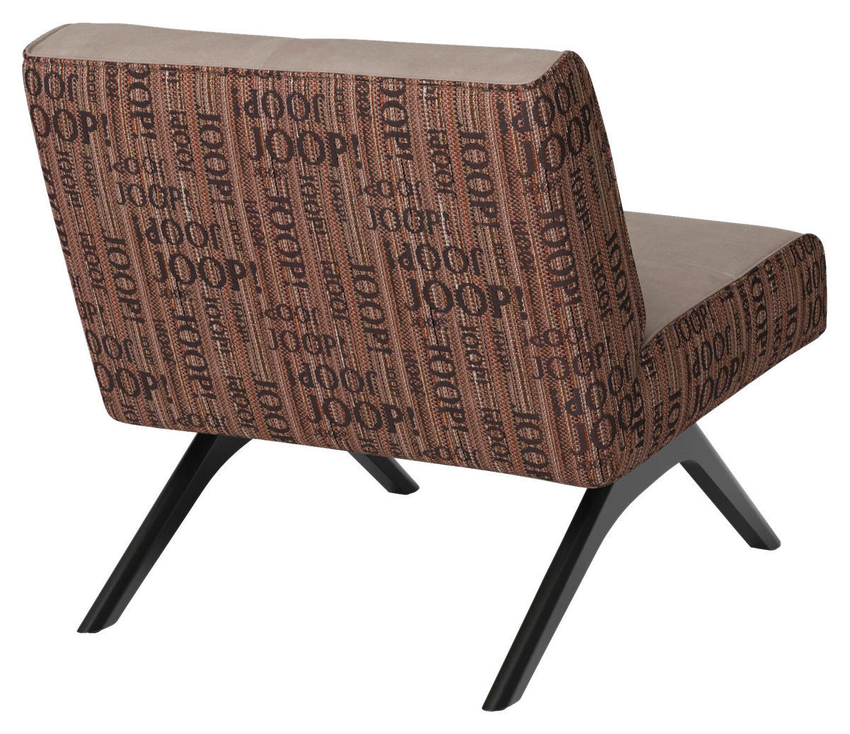 SESSEL in Struktur Echtleder, Kombination Echtleder/Stoff Graubraun  - Graubraun/Schwarz, Design, Leder/Holz (74/72/83cm) - Joop!