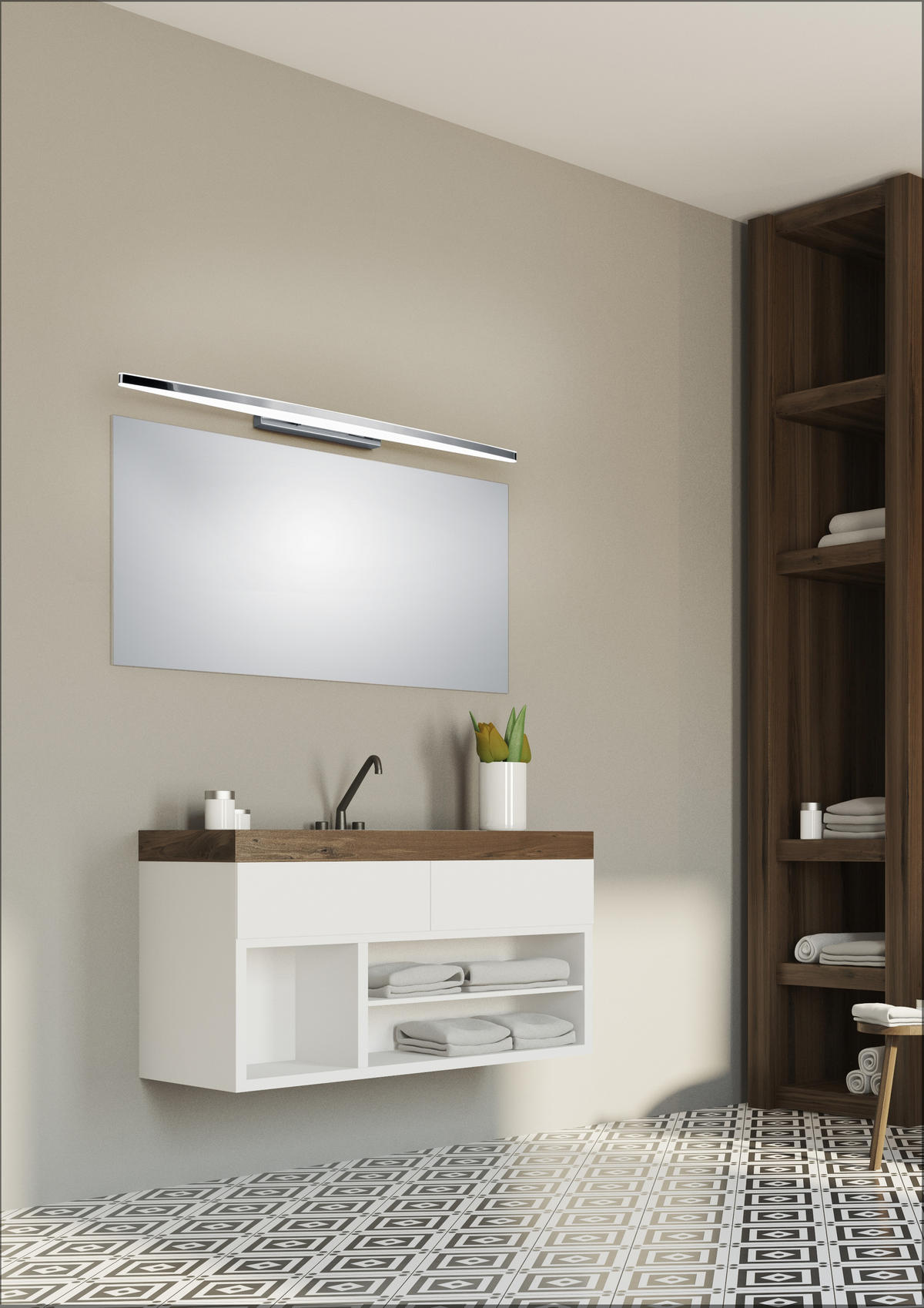 SPIEGELLEUCHTE Argo 80/4/10 cm   - Chromfarben, Design, Kunststoff/Metall (80/4/10cm) - Helestra