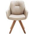ARMLEHNSTUHL  in Echtleder pigmentiert  - Eiche Bianco/Beige, Design, Leder/Holz (62/90/65cm) - Waldwelt