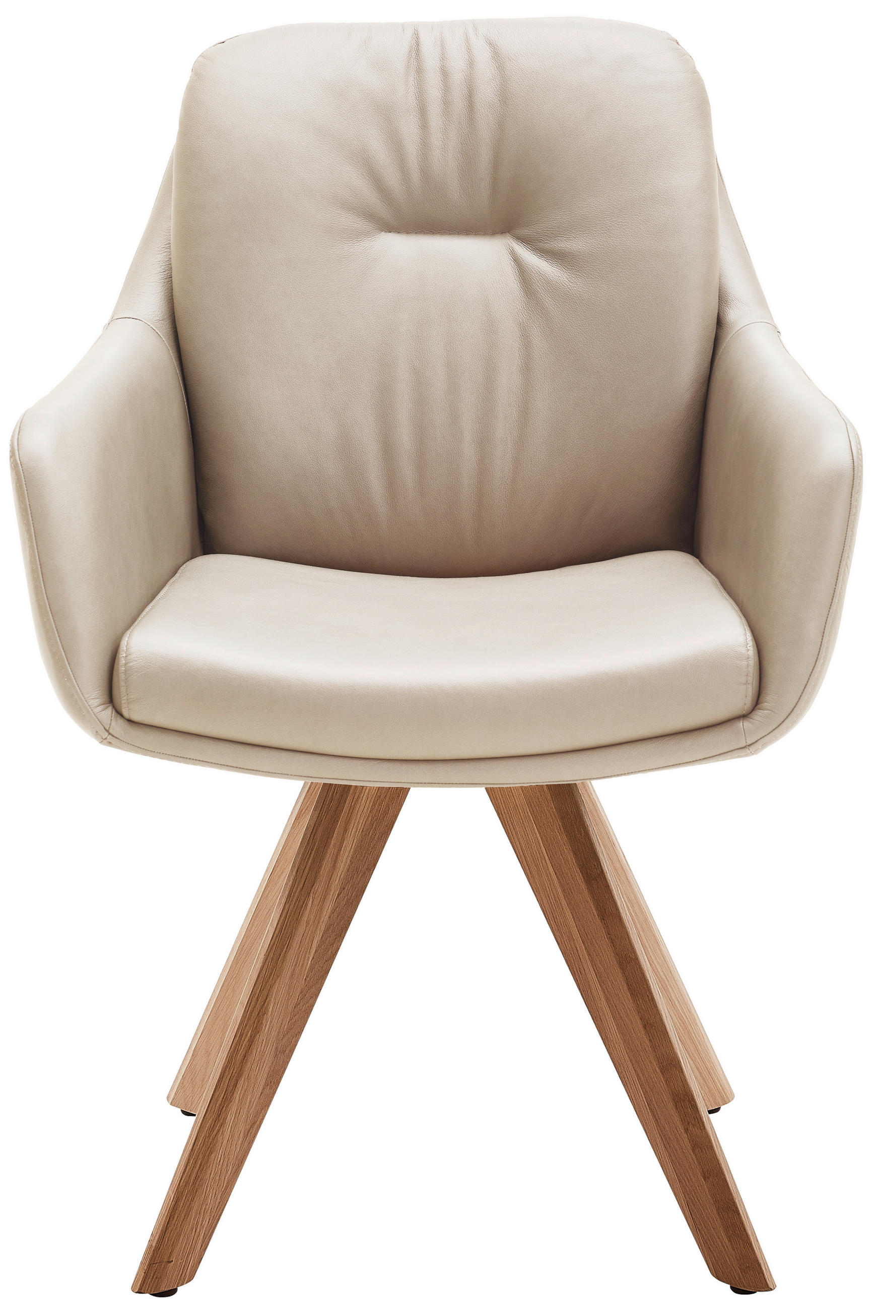 ARMLEHNSTUHL  in Echtleder pigmentiert  - Eiche Bianco/Beige, Design, Leder/Holz (62/90/65cm) - Waldwelt