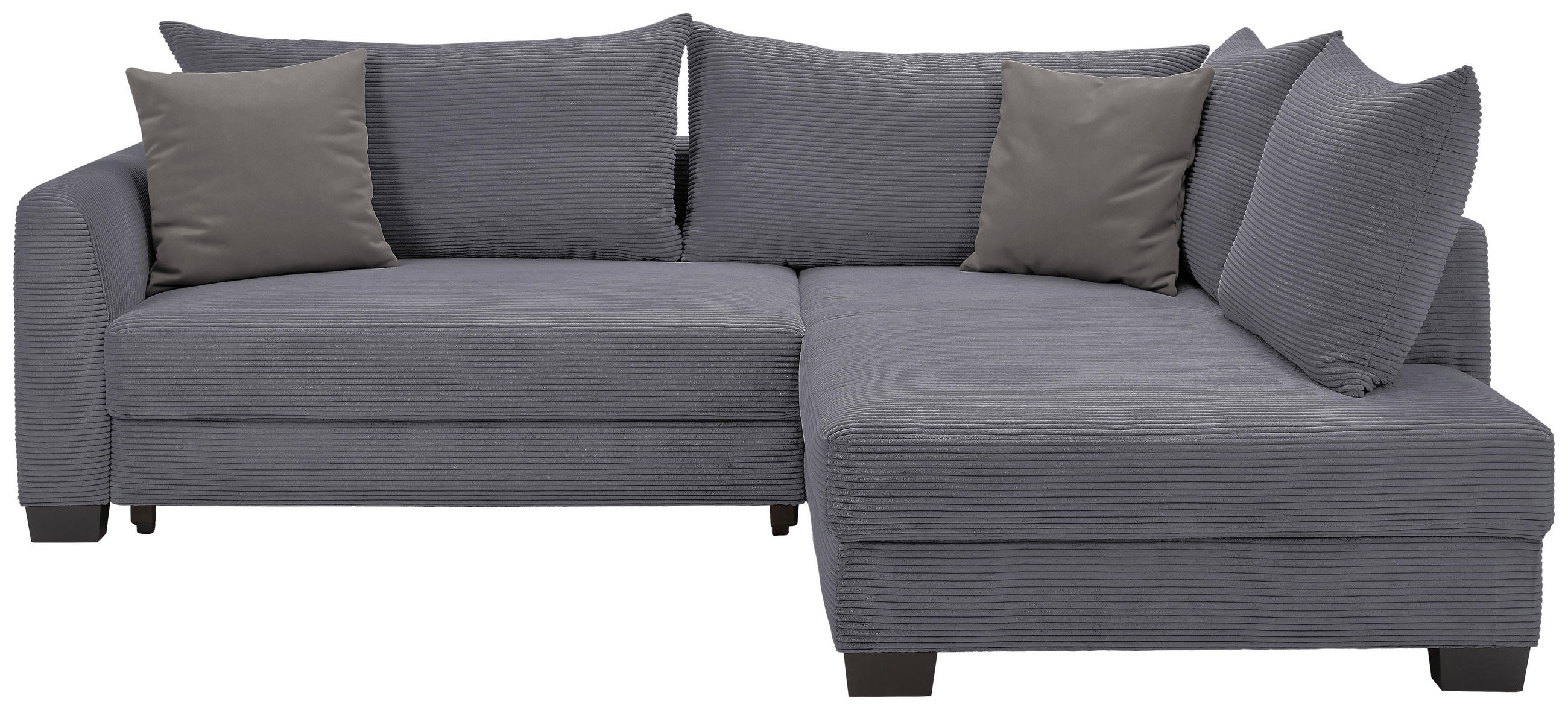 ECKSOFA in Cord Dunkelgrau  - Dunkelgrau/Schwarz, KONVENTIONELL, Holz/Textil (267/181cm) - Carryhome