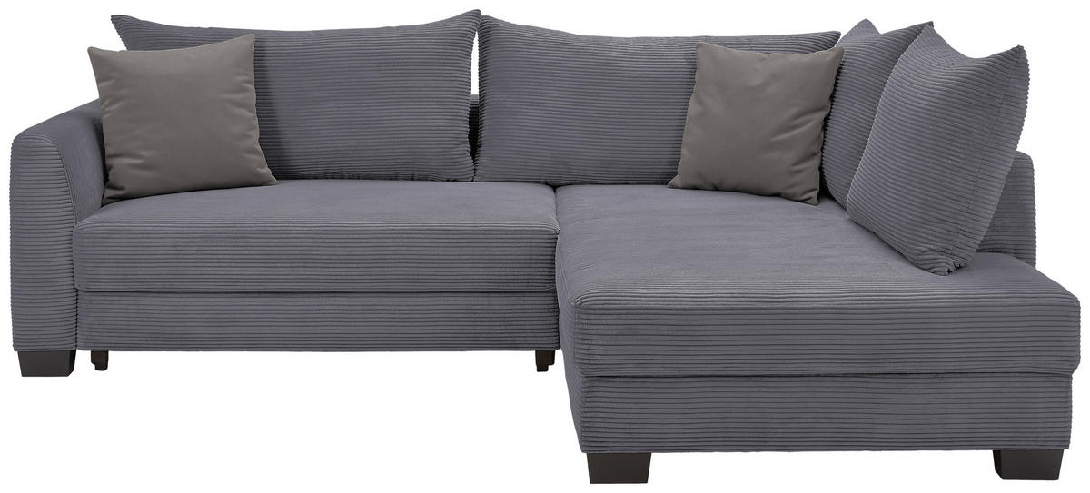 CANAPÉ D'ANGLE in Cord Dunkelgrau  - Dunkelgrau/Schwarz, Konventionell, Holz/Textil (267/181cm) - Carryhome