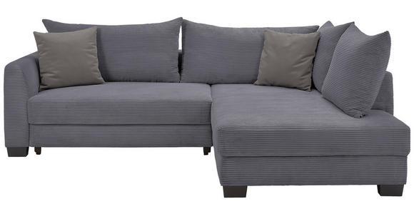 ECKSOFA in Cord Dunkelgrau  - Dunkelgrau/Schwarz, KONVENTIONELL, Holz/Textil (267/181cm) - Carryhome